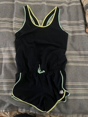 New Balance Black Romper with Mint and Lemon Trim